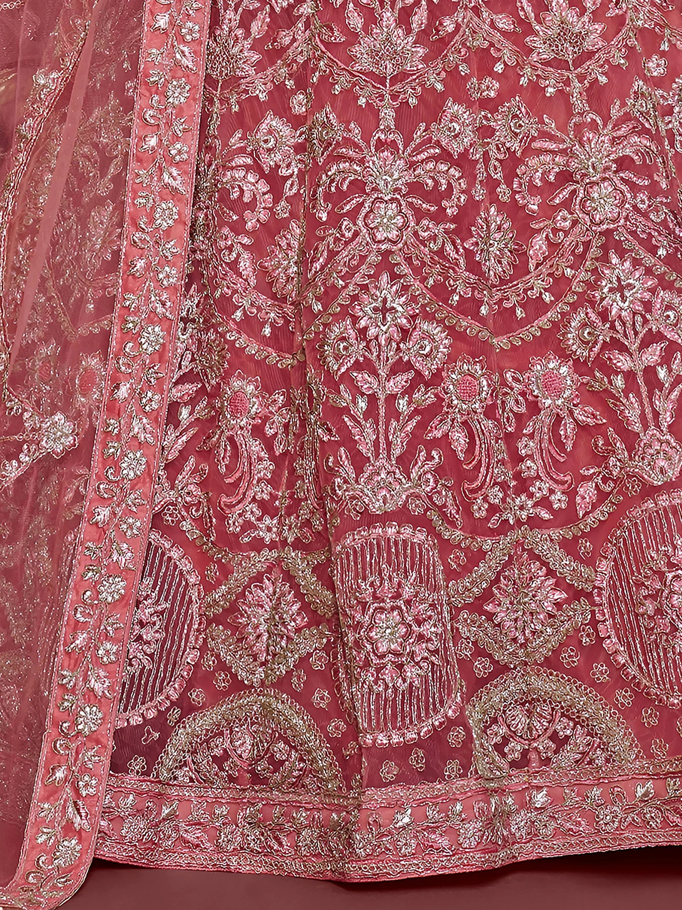Captivating Pink Embroidered Soft Net Event Wear Lehenga Choli