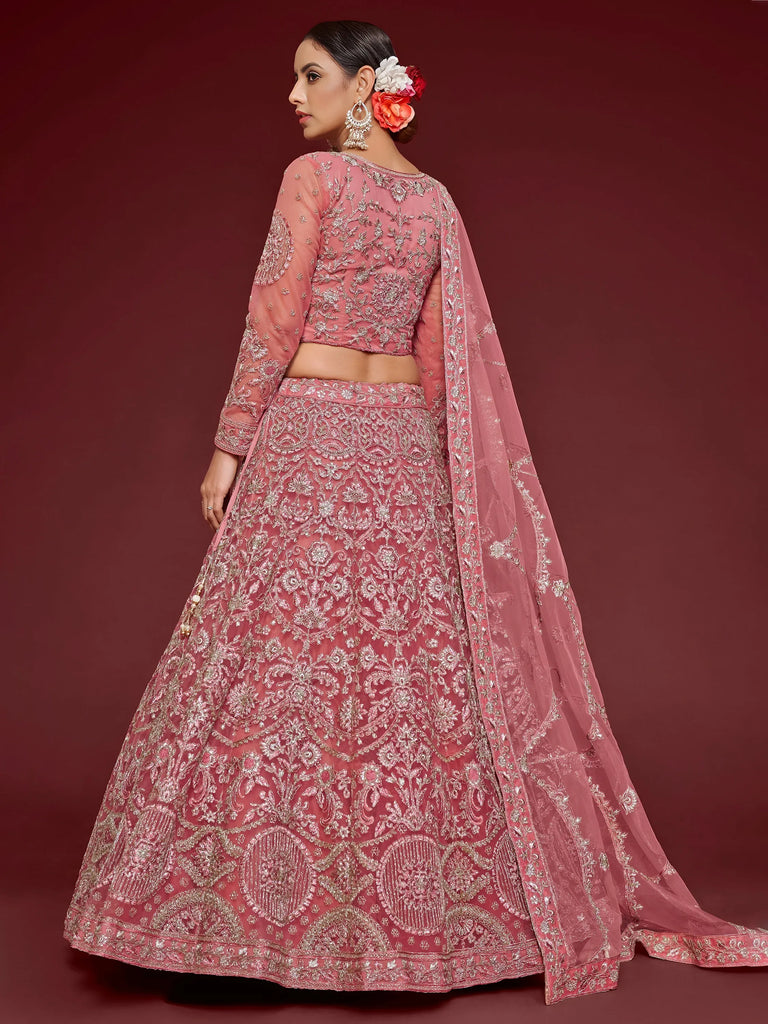Captivating Pink Embroidered Soft Net Event Wear Lehenga Choli