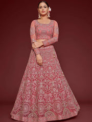 Captivating Pink Embroidered Soft Net Event Wear Lehenga Choli