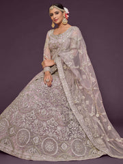 Gorgeous Beige Embroidered Soft Net Occasion Wear Lehenga Choli