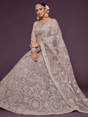 Stunning Muave Dori Work Soft Net Party Wear Lehenga Choli