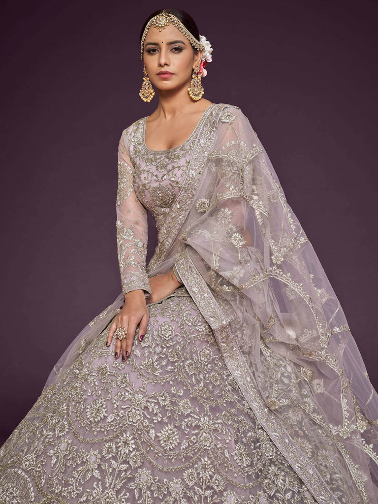 Stunning Muave Dori Work Soft Net Party Wear Lehenga Choli