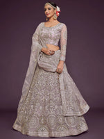 Adorable Lavender Embroidered Net Function Wear Plus Size Lehenga Choli