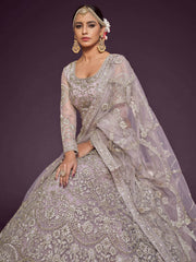 Stunning Muave Dori Work Soft Net Party Wear Lehenga Choli