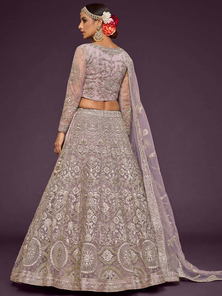 Stunning Muave Dori Work Soft Net Party Wear Lehenga Choli