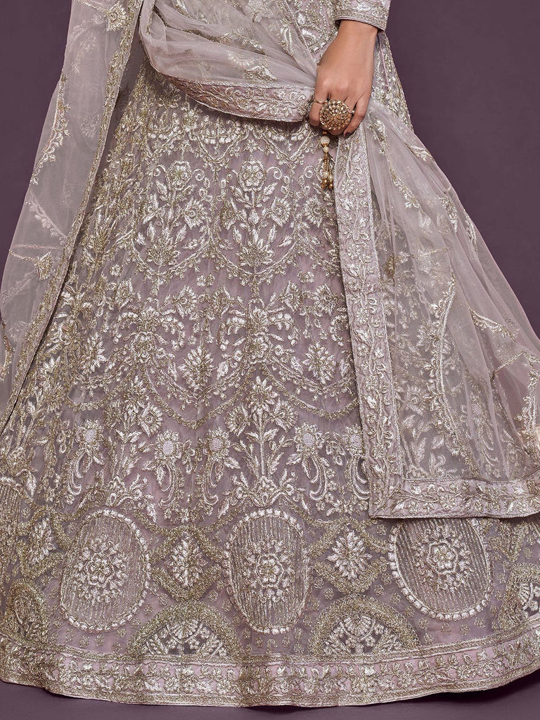 Gorgeous Beige Embroidered Soft Net Occasion Wear Lehenga Choli