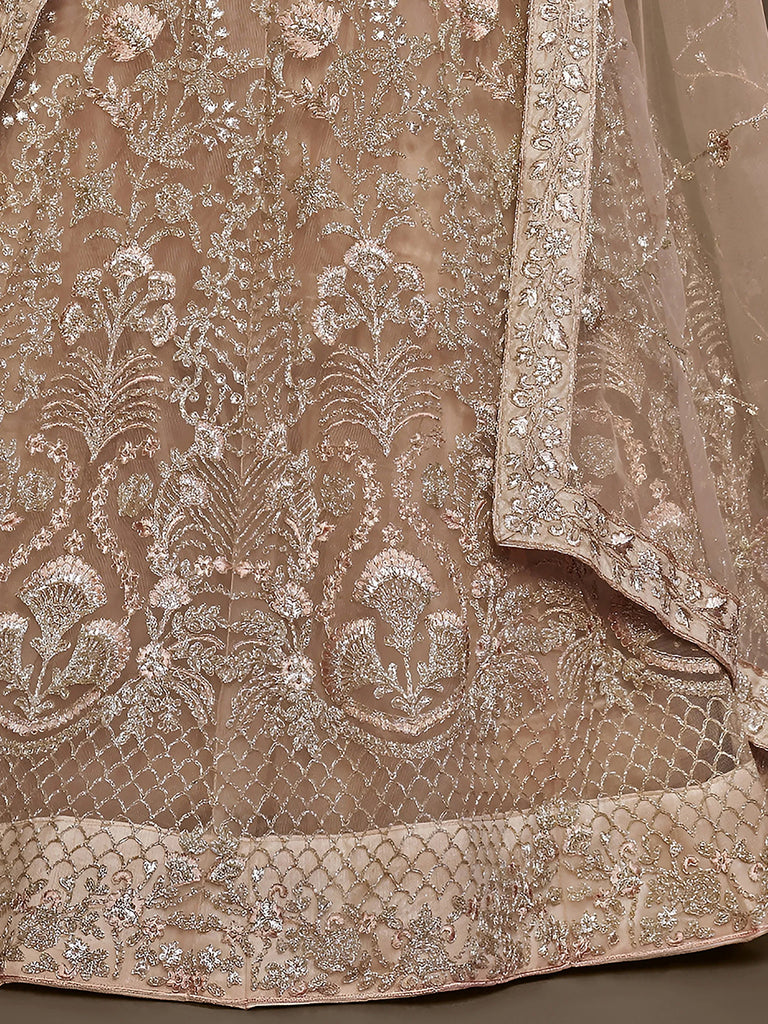 Gorgeous Beige Embroidered Soft Net Occasion Wear Lehenga Choli