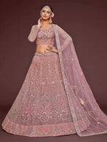 Enchanting Light Pink Embroidered Soft Net Wedding wear Lehenga Choli