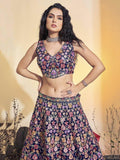 Enchanting Blue Hand Work Soft Net Ceremony Wear Lehenga Choli