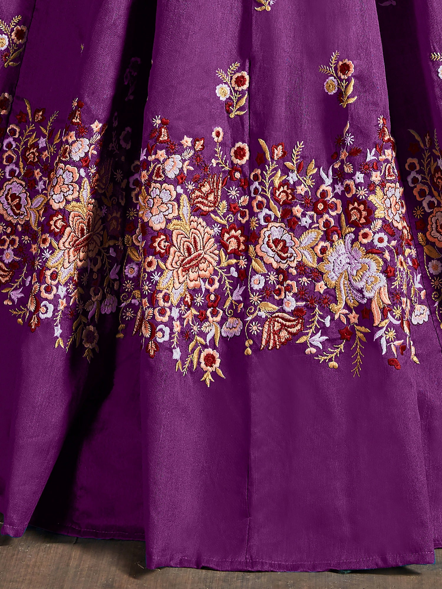Gorgeous Purple Embroidered Silk Bridesmaid Plus Size Lehenga Choli 