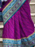 Amazing Purple Weaving Banarasi Silk Event Wear Saree With Blouse