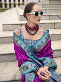 Amazing Purple Weaving Banarasi Silk Event Wear Saree With Blouse