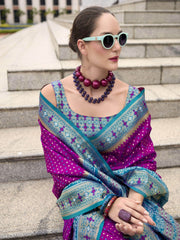 Amazing Purple Weaving Banarasi Silk Event Wear Saree With Blouse