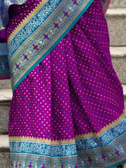 Amazing Purple Weaving Banarasi Silk Event Wear Saree With Blouse