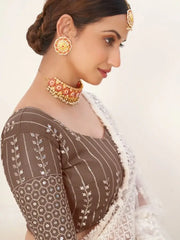 Adorable Brown Sequins Embroidered Georgette Lehenga Choli