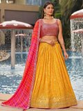 Gorgeous Yellow Sequins Georgette Haldi Wear Lehenga Choli