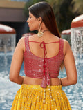 Gorgeous Yellow Sequins Georgette Haldi Wear Lehenga Choli