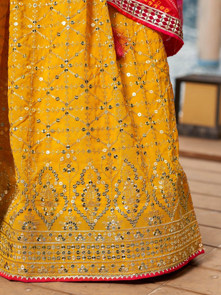 Gorgeous Yellow Sequins Georgette Haldi Wear Lehenga Choli