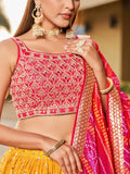 Stunning Yellow Sequins Georgette Wedding Wear Lehenga Choli