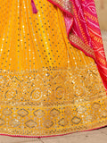 Stunning Yellow Sequins Georgette Wedding Wear Lehenga Choli