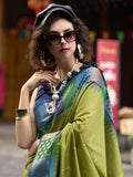 Unique Olive Green Zari Weaving Silk Wedding Wear Saree With Blouse