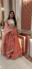 Sabyasachi Pink Floral Organza Bridal Lehenga Choli