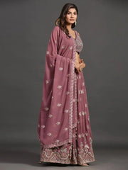 Lovely Lavender Embroidered Georgette Lehenga Choli With Dupatta