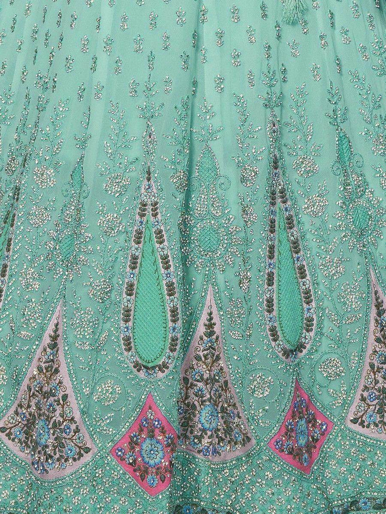 Beautiful Aqua Blue Embroidered Georgette Bridesmaid Lehenga Choli