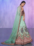 Amazing Aqua Green Floral Embroidered Georgette Lehenga Choli