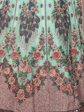 Amazing Aqua Green Floral Embroidered Georgette Lehenga Choli