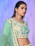 Marvelous White Sequins Georgette Lehenga Choli With Dupatta