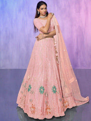 Precious Peach Sequins Net Engagement Wear Lehenga Choli