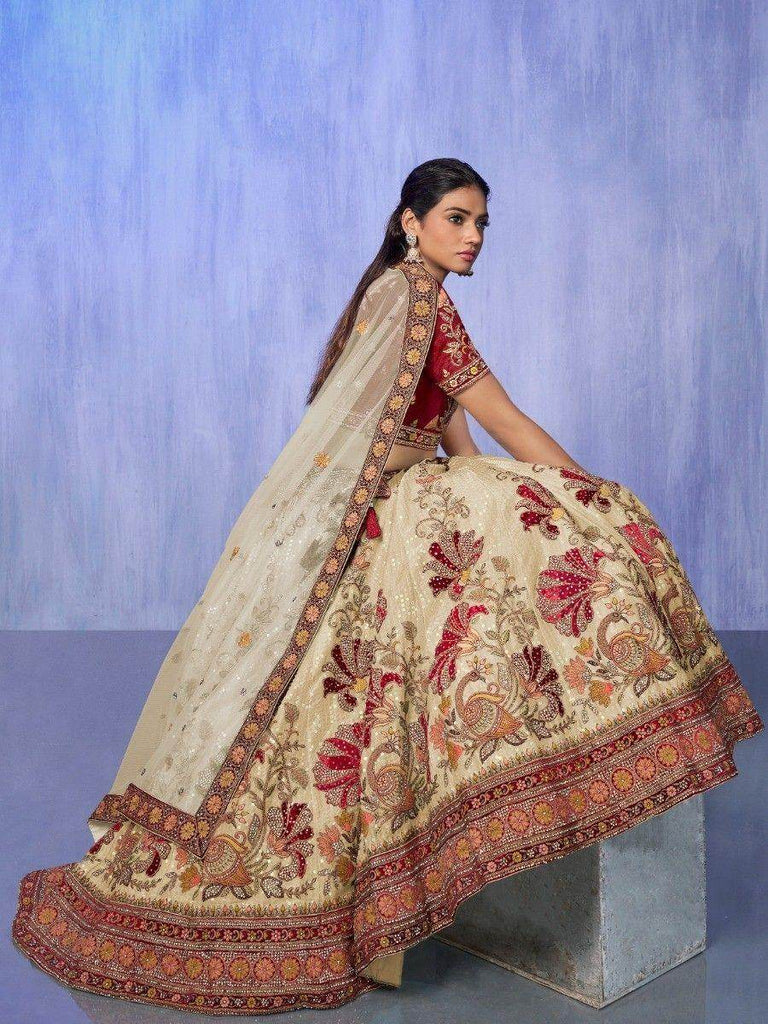 Gorgeous White Sequins Velvet Bridal Lehenga Choli With Dupatta