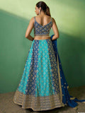 Gorgeous Sky Blue Sequins Georgette Reception Wear Lehenga Choli