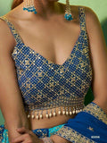 Gorgeous Sky Blue Sequins Georgette Reception Wear Lehenga Choli