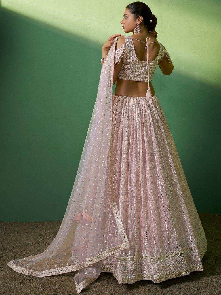 Enchanting Pink Sequins Georgette Engagement Wear Lehenga Choli
