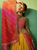 Alluring Yellow Sequins Georgette Haldi Wear Lehenga Choli With Dupatta