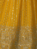 Alluring Yellow Sequins Georgette Haldi Wear Lehenga Choli With Dupatta