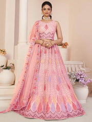 Astonishing Pink Sequins Net Engagement Wear Lehenga Choli