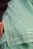 Pleasant Sea Green Sequins Georgette Engagement Wear Saree