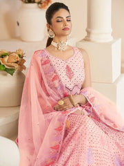Astonishing Pink Sequins Net Engagement Wear Lehenga Choli