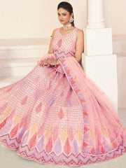 Astonishing Pink Sequins Net Engagement Wear Lehenga Choli