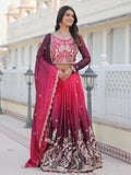 Intricate Pink Sequins Embroidered Wedding Wear Ombre Lehenga Choli