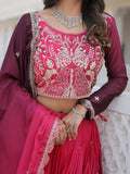 Intricate Pink Sequins Embroidered Wedding Wear Ombre Lehenga Choli