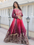 Intricate Pink Sequins Embroidered Wedding Wear Ombre Lehenga Choli