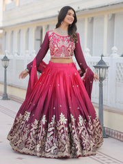 Intricate Pink Sequins Embroidered Wedding Wear Ombre Lehenga Choli