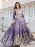 Elegant Lavender Chinon Floral Embroidered Ombre Lehenga Choli