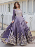 Elegant Lavender Chinon Floral Embroidered Ombre Lehenga Choli