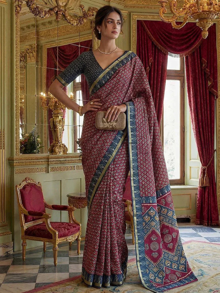Lovable Red Zari Work Silk Wedding Wear Saree With Blouse