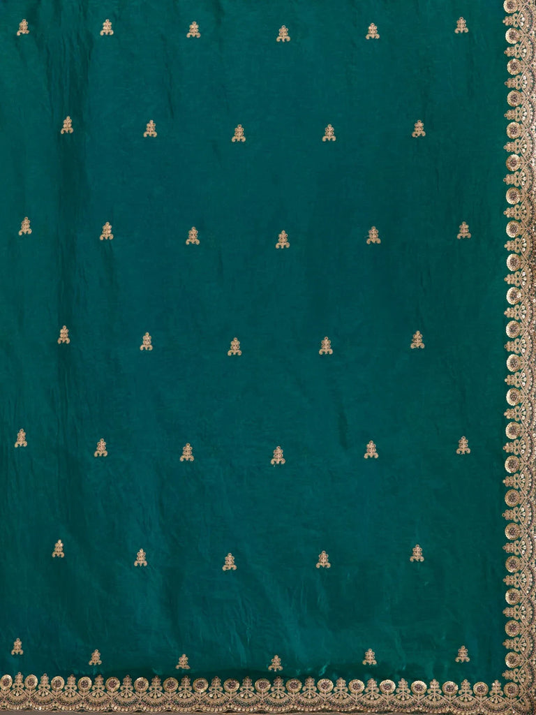 Charming Green Zari Embroidered Silk Reception Wear Saree With Blouse